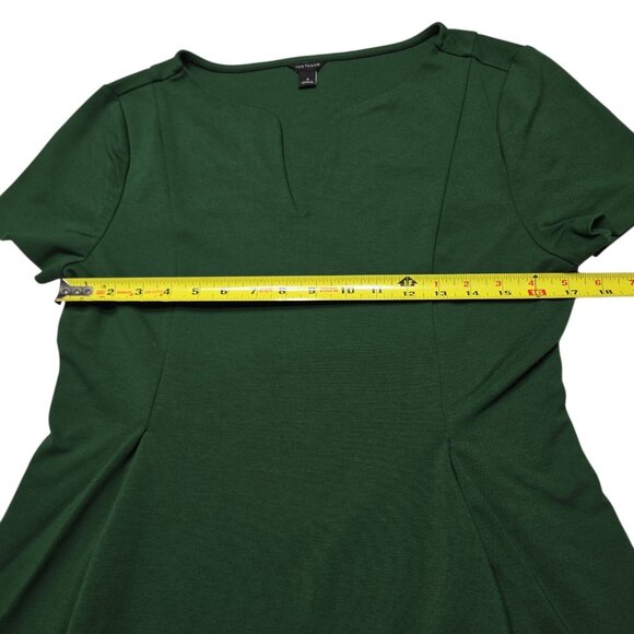 Ann Taylor Top Womens Medium Green Fit and Flare V Neck Blouse Stretch Career - Picture 2 of 11